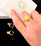 Coffret Boucles & Bague Plume & Feuille d'Or