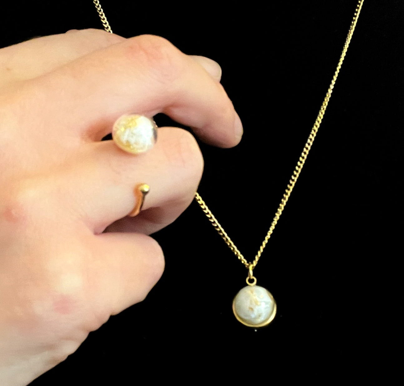 Coffret Boucles & Bague Plume & Feuille d'Or