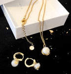 Coffret Boucles & Bague Plume & Feuille d'Or