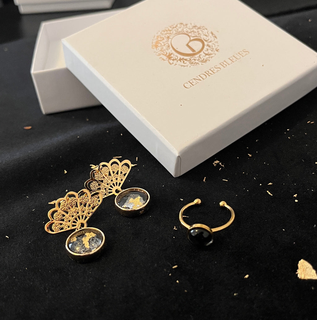 Coffret Boucles & Bague Noir de Vigne