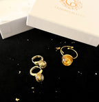 Coffret Boucles & Bague Plume & Feuille d'Or